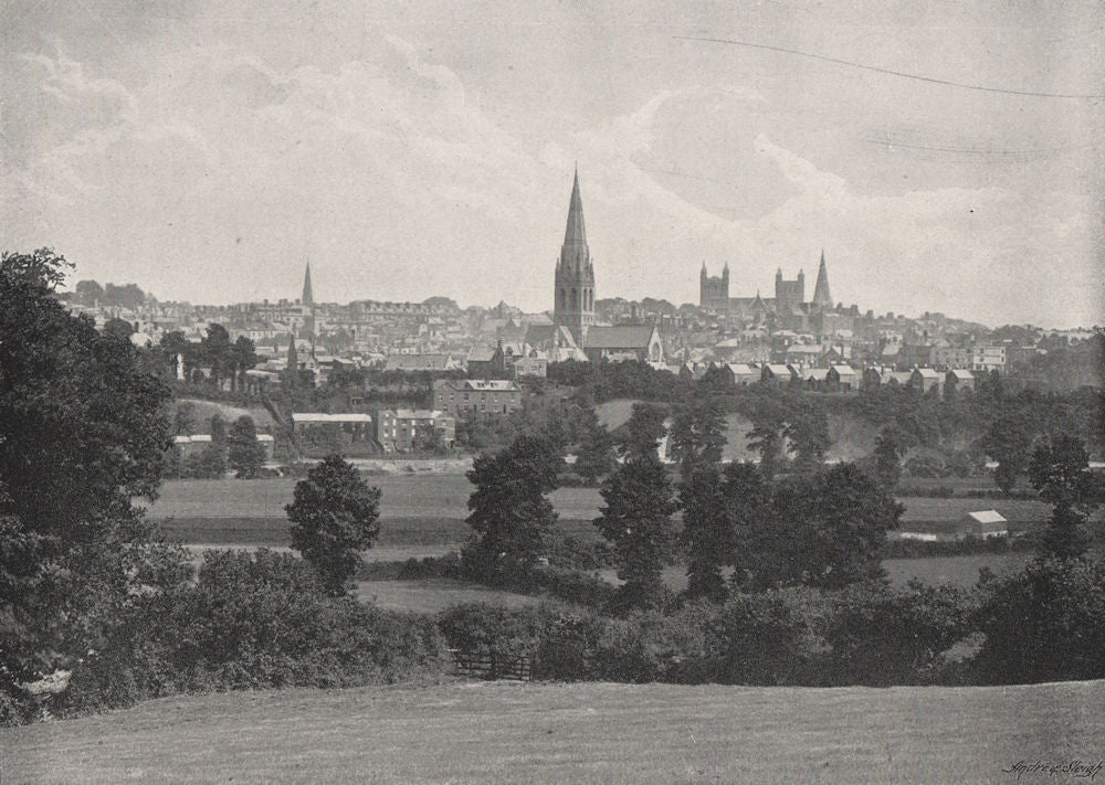 EXETER. from Barley. Devon 1900 old antique vintage print picture